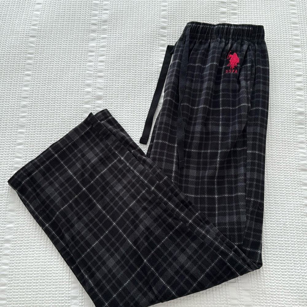 men’s pajama pants with pockets - black and gray - size medium